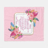 変更文字名前を追加Boho花の羽毛ハグ フリースブランケット (正面(横))