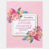 変更文字名前を追加Boho花の羽毛ハグ フリースブランケット (正面)