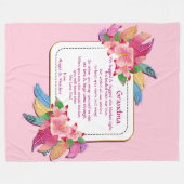 変更文字名前を追加Boho花の羽毛ハグ フリースブランケット (正面(横))