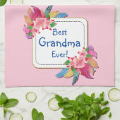 変更文字名前を追加Boho花羽祖母 キッチンタオル (折り畳み)