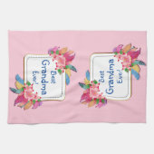 変更文字名前を追加Boho花羽祖母 キッチンタオル (横)