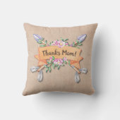 変更文字名前を追加Boho Flower Arrowsソフトブラウン クッション (裏面)