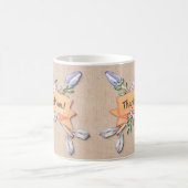 変更文字名前を追加Boho Flower Arrowsソフトブラウン コーヒーマグカップ (中央)