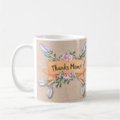 変更文字名前を追加Boho Flower Arrowsソフトブラウン コーヒーマグカップ (左)