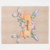 変更文字名前を追加Boho Flower Arrowsソフトブラウン フリースブランケット (正面(横))