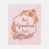 変更文字名前を追加Boho Flower Frame 最高の Grandm フリースブランケット (正面)