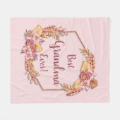変更文字名前を追加Boho Flower Frame 最高の Grandm フリースブランケット (正面(横))