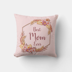 変更文字名前を追加Boho Flower Frame 最高の Mom クッション
