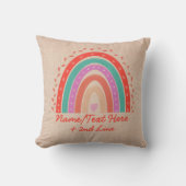 変更文字名前を追加Boho Rainbowハートアクアブラウン クッション (正面)