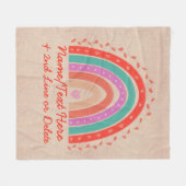 変更文字名前を追加Boho Rainbowハートアクアブラウン フリースブランケット (正面(横))