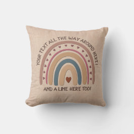 変更文字名前を追加Boho Rainbowハートソフトブラウン クッション