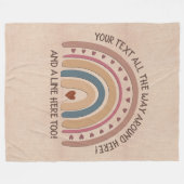 変更文字名前を追加Boho Rainbowハートソフトブラウン フリースブランケット (正面(横))