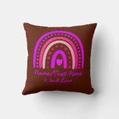 変更文字名前を追加Boho Rainbowハートピンクブラウン クッション (裏面)