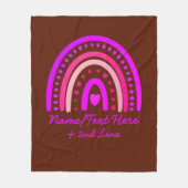 変更文字名前を追加Boho Rainbowハートピンクブラウン フリースブランケット (正面)