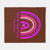 変更文字名前を追加Boho Rainbowハートピンクブラウン フリースブランケット (正面(横))