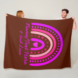 変更文字名前を追加Boho Rainbowハートピンクブラウン フリースブランケット