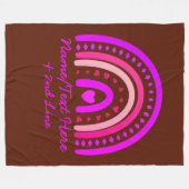 変更文字名前を追加Boho Rainbowハートピンクブラウン フリースブランケット (正面(横))