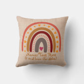 変更文字名前を追加Boho Rainbowハートピンクベージュ クッション (裏面)