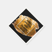 変更文字名前を追加Shed金ゴールドブラシストローク スタンダードカクテルナプキン (角)