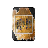 変更文字名前を追加Shed金ゴールドブラシストローク バスマット (正面縦)