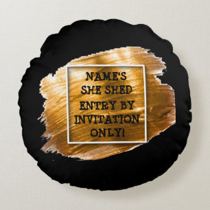 変更文字名前を追加Shed金ゴールドブラシストローク ラウンドクッション