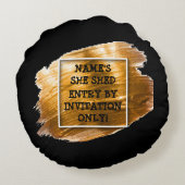 変更文字名前を追加Shed金ゴールドブラシストローク ラウンドクッション (裏面)