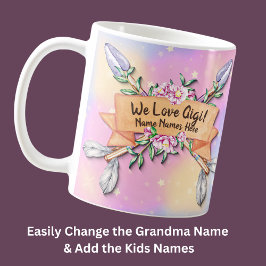 変更文字名前Gigi Boho花矢印ピンクス追加 コーヒーマグカップ