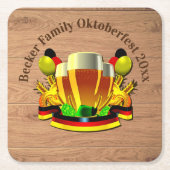 変更文字年10月20xxビールグラス スクエアペーパーコースター (正面)