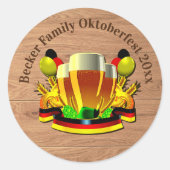 変更文字年10月20xxビールグラス ラウンドシール (正面)