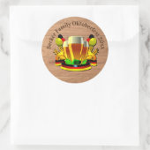 変更文字年10月20xxビールグラス ラウンドシール (バッグ)