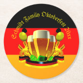 変更文字年10月20xxビールグラス ラウンドペーパーコースター (正面)