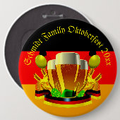 変更文字年10月20xxビールグラスBu 缶バッジ (正面&裏面)