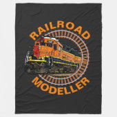 変更文字鉄道モデラーオレンジ色ディーゼル列車 フリースブランケット (正面)