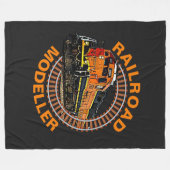 変更文字鉄道モデラーオレンジ色ディーゼル列車 フリースブランケット (正面(横))