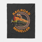 変更文字鉄道モデラーオレンジ色ディーゼル列車 フリースブランケット (正面)