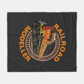 変更文字鉄道モデラーオレンジ色ディーゼル列車 フリースブランケット (正面(横))