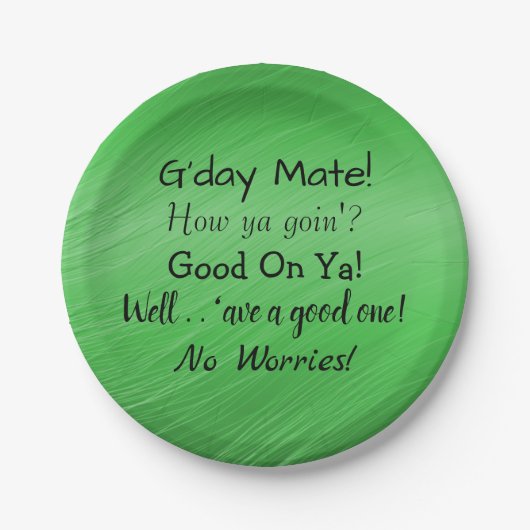 変更文字 – オーストラリア語スラング会話7" ペーパープレート (正面)