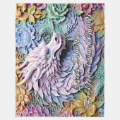 変更文字、ソフトパステル3Dエフェクトドラゴン60"x80" フリースブランケット (正面)