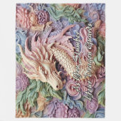 変更文字、ソフトパステル3Dエフェクトドラゴン60"x80" フリースブランケット (正面)