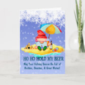 変更文字、ビーチサンタ、私のビールを持って、クリスマス カード (正面)
