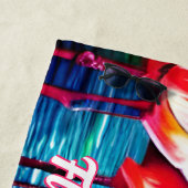 変更文字、ファロッキングファブアフル、抽象芸術フラミンゴ ビーチタオル (インサイチュ)