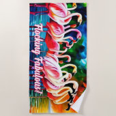 変更文字、ファロッキングファブアフル、抽象芸術フラミンゴ ビーチタオル (正面)