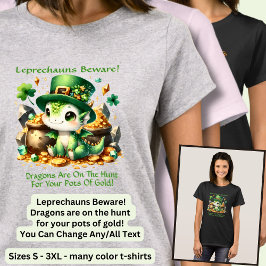 変更文字、Leprechauns注意 – 金ゴールドのポット Tシャツ
