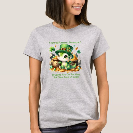 変更文字、Leprechauns注意 – 金ゴールドのポット Tシャツ (正面)