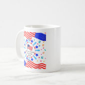 変更文字USAフラグ独立日7月4日 コーヒーマグカップ (正面左)