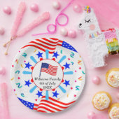 変更文字USAフラグ独立日7月4日 ペーパープレート (パーティー)