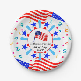 変更文字USAフラグ独立日7月4日 ペーパープレート