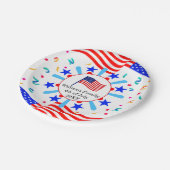 変更文字USAフラグ独立日7月4日 ペーパープレート (アングル)