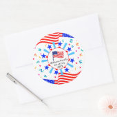 変更文字USAフラグ独立日7月4日 ラウンドシール (封筒)