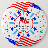 変更文字USAフラグ独立日7月4日 缶バッジ (正面)